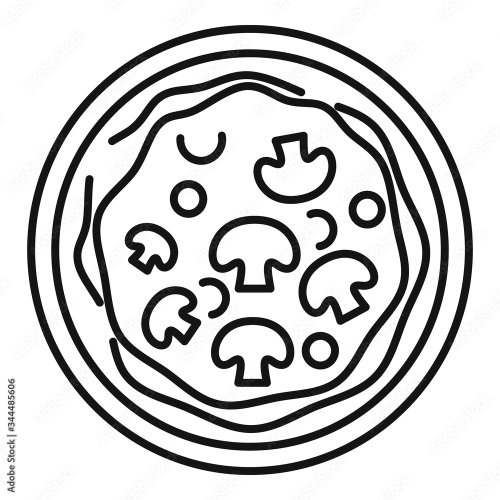 Poster mushroom pizza icon. outline mushroom pizza vector icon for web design isolated on white background
