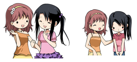 Girls being good friends (illustration).
