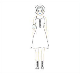 woman with gothic lock. illustration for web and mobile design.