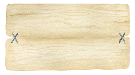 Wooden sign, watercolor painting. For design card, print and pattern