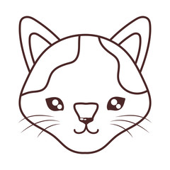 head of cute cat , line style icon, feline domestic