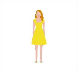 redhead girl in yellow dress.Illustration for web and mobile design.