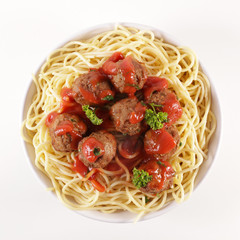 spaghetti with meatball and tomato sauce