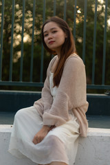 A Vietnamese woman with black hair in Vietnam
