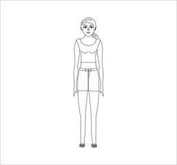 girl with skirt and top.Illustration for web and mobile design.