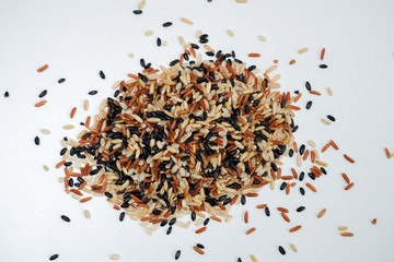 Healthy whole grain rice. Healthy and nutritious grain brown rice