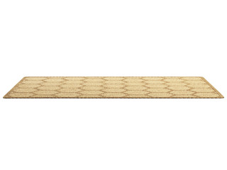 Modern rectangular jute rug with a honeycomb pattern. 3d render
