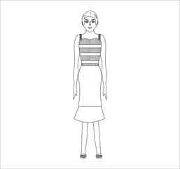girl in long skirt and tank top, with short hair.Illustration for web and mobile design.