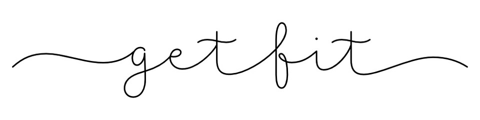 GET FIT black vector monoline calligraphy banner with swashes