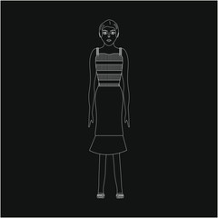 girl in long skirt and tank top, with short hair.Illustration for web and mobile design.