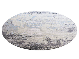 Modern blue round rug with a abstract pattern. 3d render
