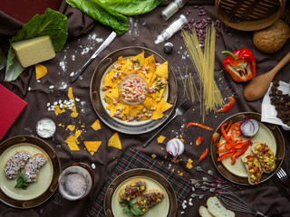 Mexican food mix colorful background Mexico