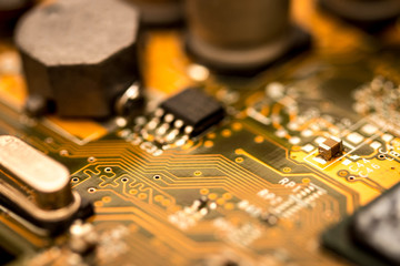 motherboard components close up macro