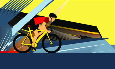 Racing cyclist on abstract background
