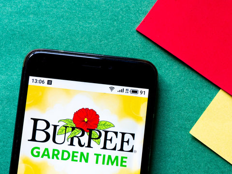 In this photo illustration e-commerce Burpee Gardening logo is seen displayed on a smartphone