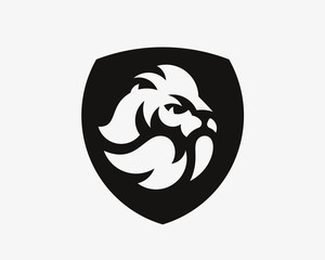Lion shield logo. King emblem design editable for your business. Leo vector illustration.