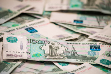 background of Russian ruble banknotes