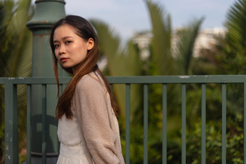 A Vietnamese woman with black hair in Vietnam
