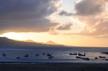 atardecer en la playa
