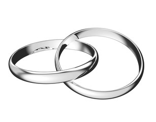 Two silver wedding rings. 3D Illustration.
