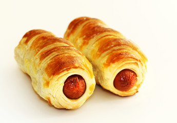 Sausages in the dough. Baking with meat.