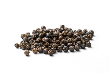 Black pepper isolated on white background , spice in used cooking