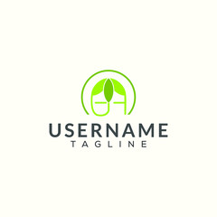 Logo with the concept of a house or shop that is roofed with leaves