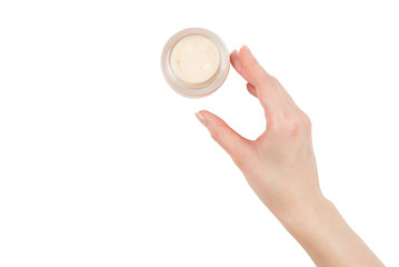 Hand cream isolated on white background.