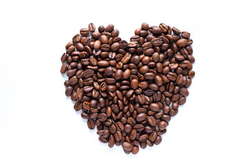heart shaped coffee beans top view