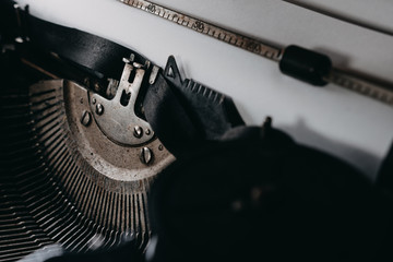 Typing on retro typewriter