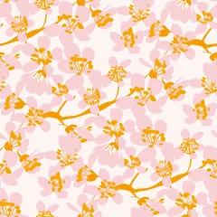 Zelfklevend Fotobehang Cherry spring branch blossom flowers pattern © galyna_p
