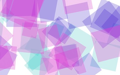 Multicolored translucent squares on white background. Red tones. 3D illustration