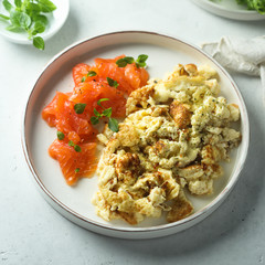 Scrambled eggs with smoked salmon