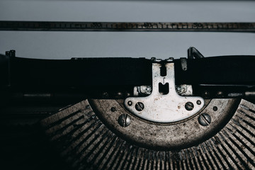 Typing on retro typewriter