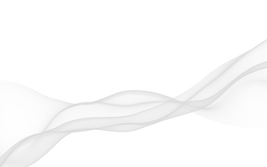 White abstract background. Fluttering white scarf. Waving on wind white fabric. 3D illustration