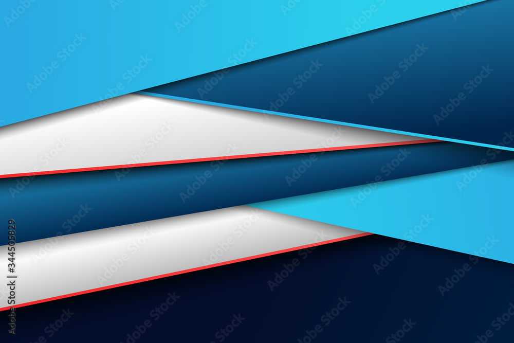 Poster abstract gradient blue of paper cut tech template design with white and red design. illustration vec