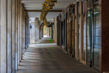 Granada, Spain, April 2020, empty streets of Granada during the covid-19 pandemic.