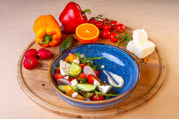 fresh salad on the table in the studio