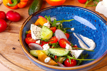 fresh salad on the table in the studio
