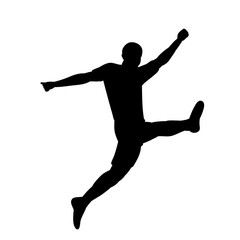 Fototapeta na wymiar vector, isolated, black silhouette man jumping