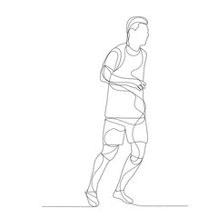 isolated, line drawing of a running man