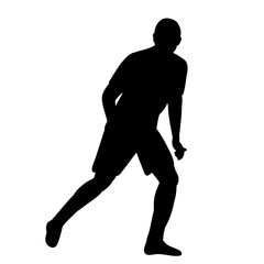 vector, isolated, black silhouette of a running man, athlete