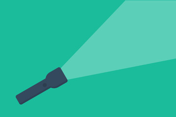 Flashlight icon with light flat style