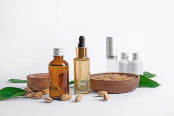 Natural cosmetics on white background