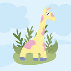 cute giraffe, animal in kawaii style