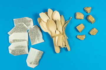 Environmental disposable tableware wooden appliances for food and drink coffee and tea.