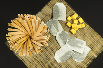 Environmental disposable tableware wooden appliances for food and drink coffee and tea.