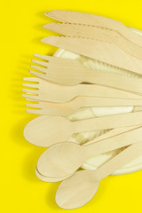 Environmental disposable tableware wooden appliances for food and drink coffee and tea.