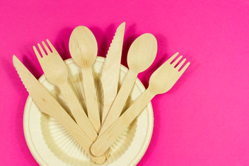 Environmental disposable tableware wooden appliances for food and drink coffee and tea.