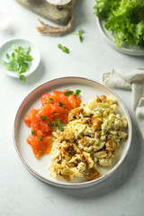 Scrambled eggs with smoked salmon